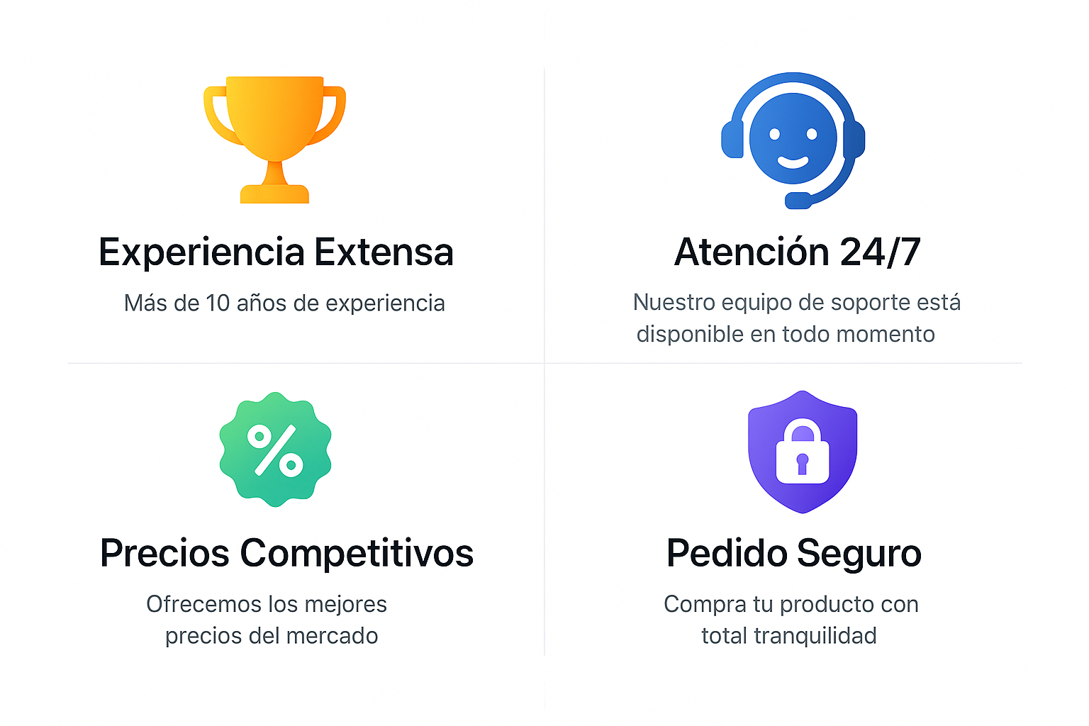quiuero que sean diferntes colores con foma mas atratctiva cada uno y los textos deben ser de alta definicion